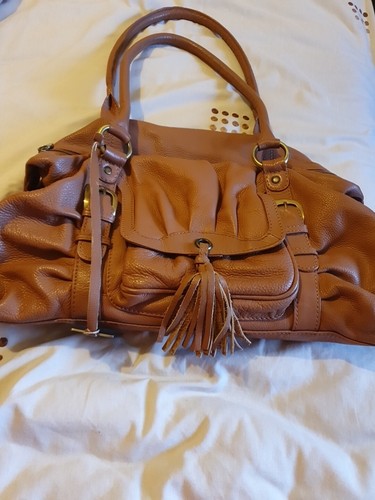 Large tan real - tan, leather