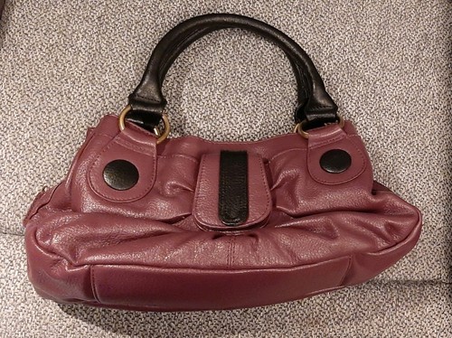 Dark red leather handbag - dark,